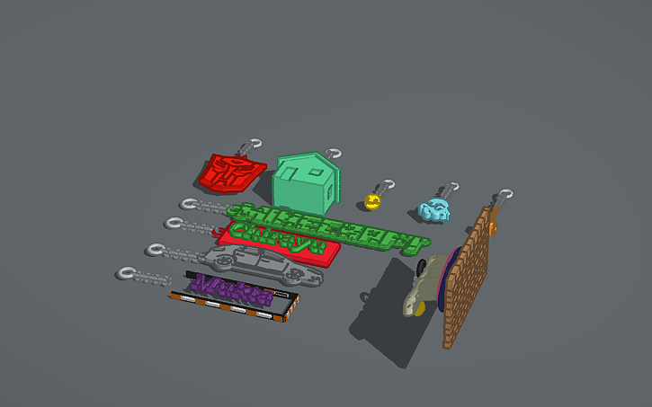 Keychains Cad Block 3D design 3D keychains - Tinkercad