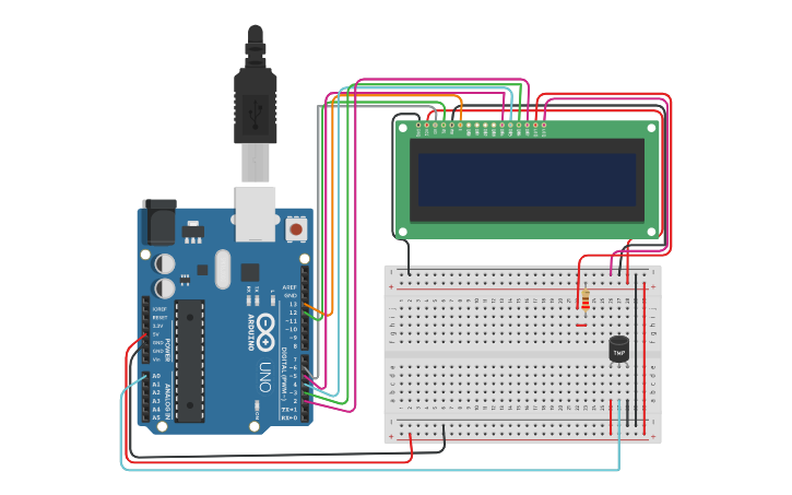 Circuit design Practica de sensor de temperatura con pantalla LCD ...