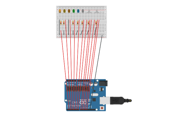 Layout Running Led Circuit design running led - Tinkercad