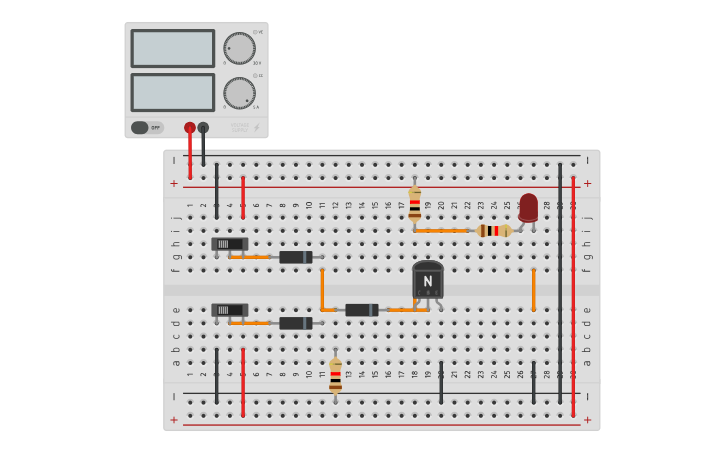 Circuit design DTL NOR gate - Tinkercad