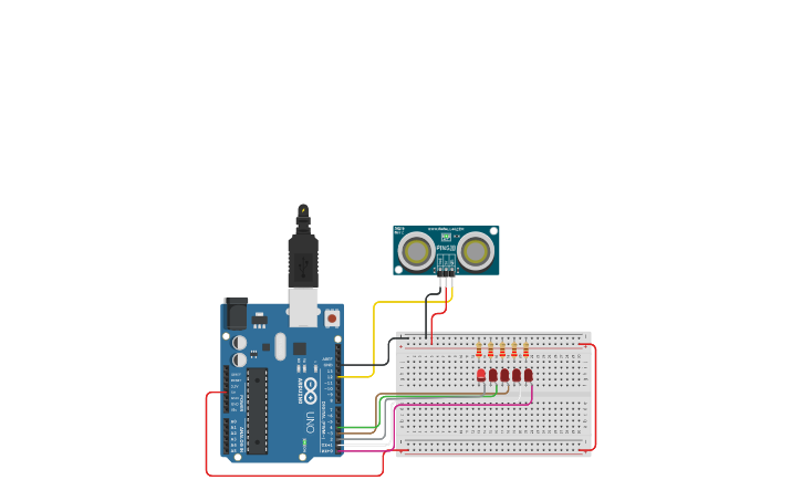 Circuit design distance sensor - Tinkercad
