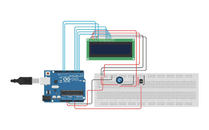 Circuit design LCD - Tinkercad