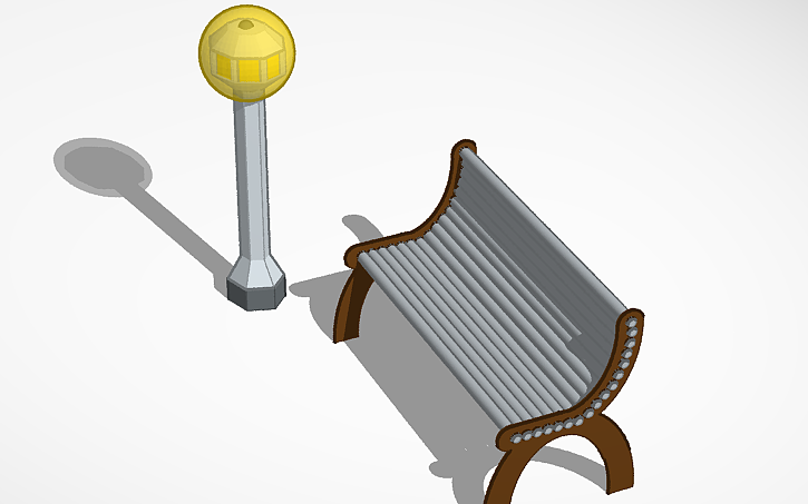 3D design Streetligt and Bench - Tinkercad