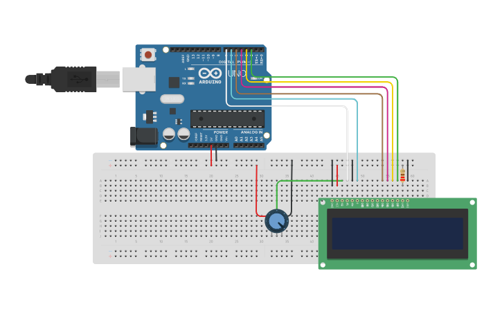 Circuit design MODULO LCD - Tinkercad