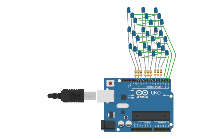 Circuit design Projeto Cubo led 3x3 - Tinkercad