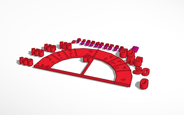 3D design braille Protractor - Tinkercad