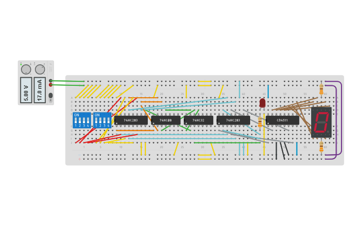 Circuit design Copy of Breadboard Simulator Practice - Tinkercad