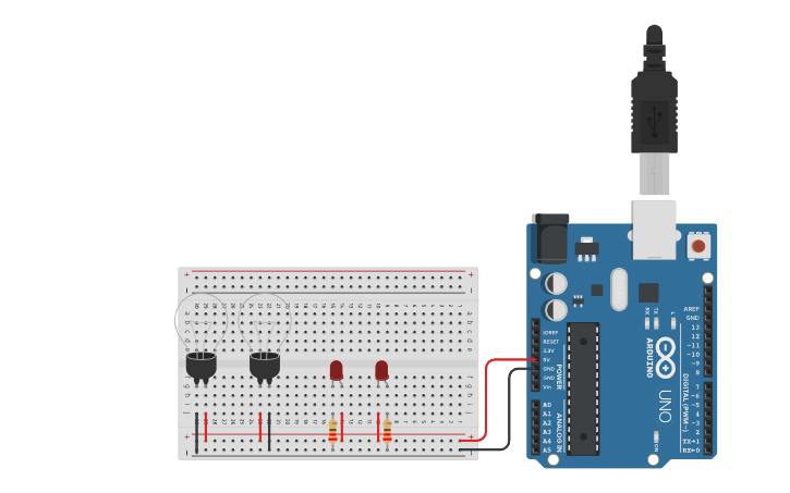 Circuit design LED and Bulb - Tinkercad