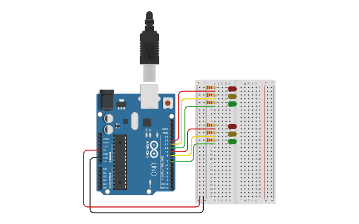 Circuit design State Machine Traffic Light - Tinkercad