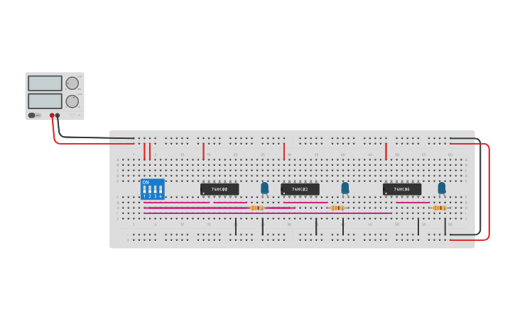 Circuit design compuerta (NAND - NOR- XOR - XNOR) - Tinkercad