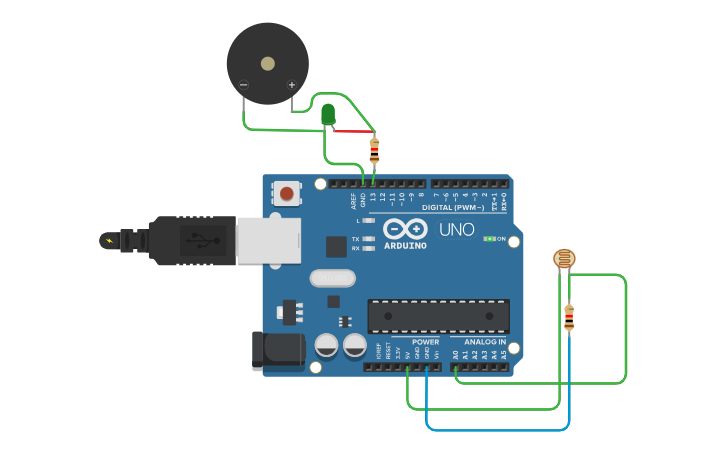 Circuit design Light detection using LDR ,Arduino - Tinkercad
