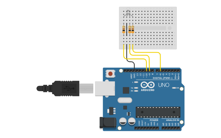 Circuit design Arduino Uno simple PC keyboard keys interface lights up ...