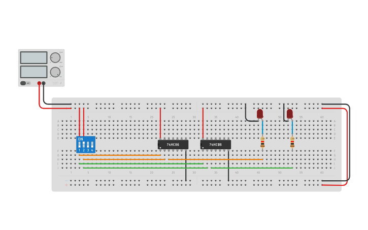 Circuit design Half Adder - Tinkercad