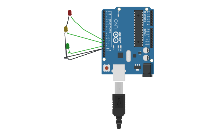 Circuit design Traffic Light Controlling - Tinkercad