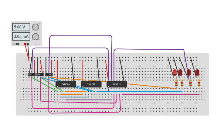 Circuit design 1 : 4 DEMUX - Tinkercad