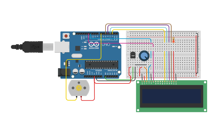 Circuit design Tmp36 interfacing with Arduino along with LCD and DC ...