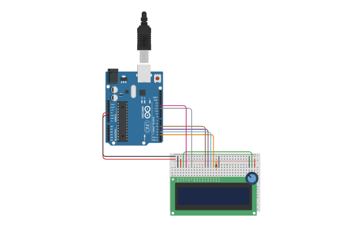 Circuit design Pantalla LCD 16x2 - Tinkercad