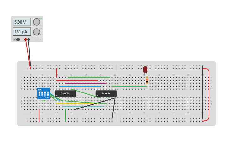 Circuit design serial in serial out - Tinkercad