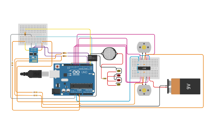 Circuit design RC Car logic Circuit - Tinkercad