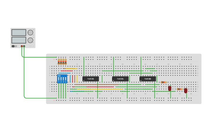 Circuit design Codificador 4 a 2 - Tinkercad