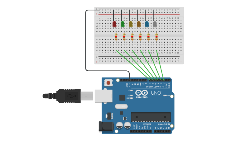 Circuit design LEDS - Tinkercad