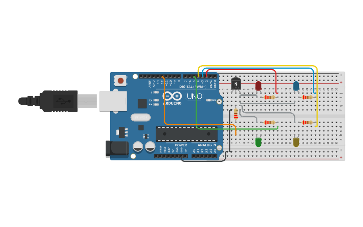 Circuit design Ruleta Utilizando Transistor 2N2222, Leds y Arduino ...