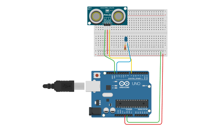 Distance Sensor Cad Model Circuit design DISTANCE SENSOR - Tinkercad