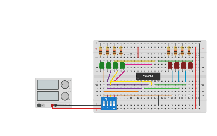 Circuit design Binary to Gray Code Converter - Tinkercad
