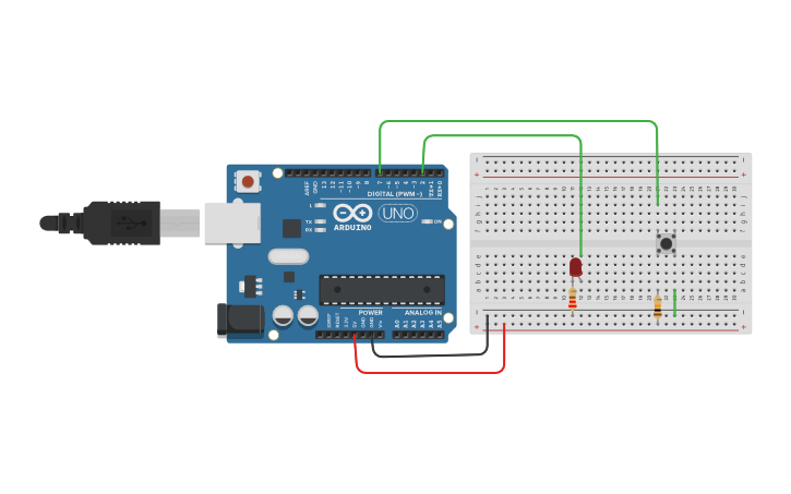 Circuit design Pull-DOWN Resistor - Tinkercad