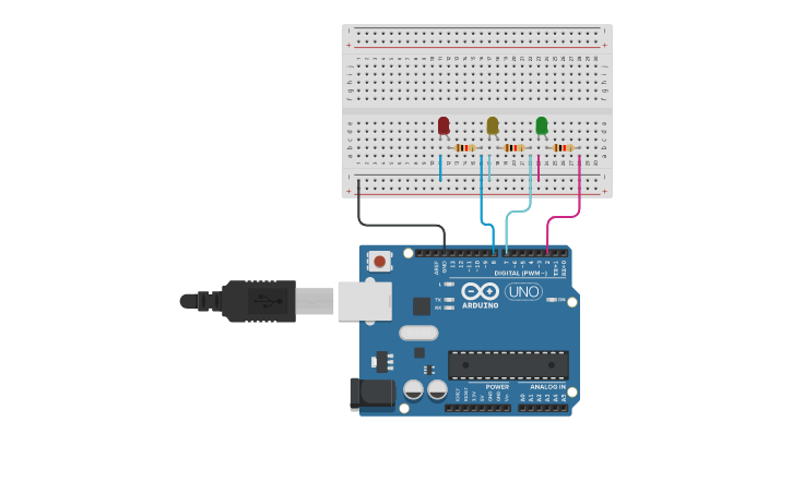 Circuit design Stoplight - Tinkercad
