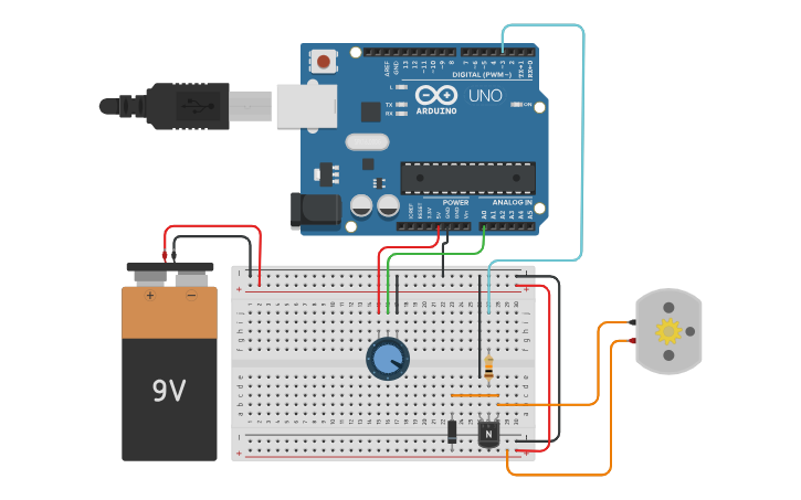 Circuit design Arduino DC Motor PWM Control - Tinkercad