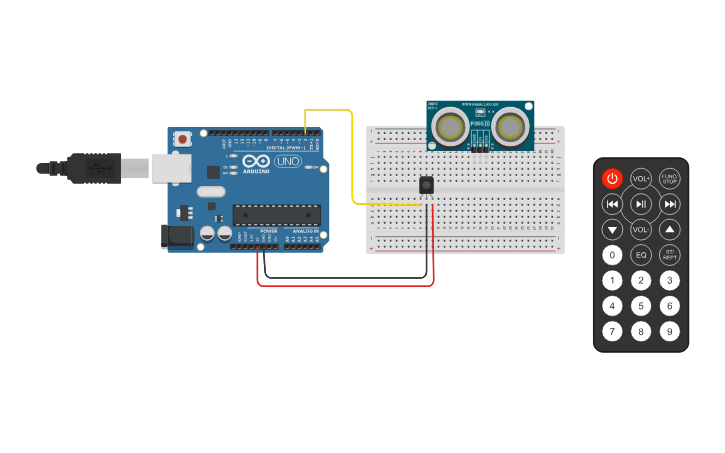 Circuit design IR Sensor and Ultrasonic Sensor - Tinkercad