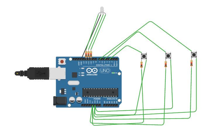 Circuit design botones - Tinkercad