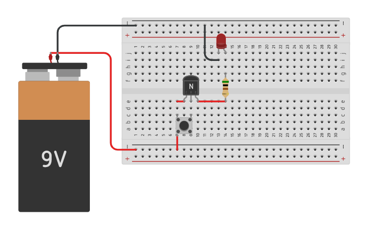 Circuit design LED-transistor - Tinkercad