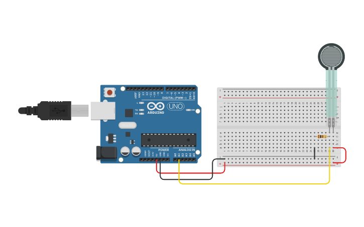 Circuit design ARDUINO FORCE SENSOR - Tinkercad