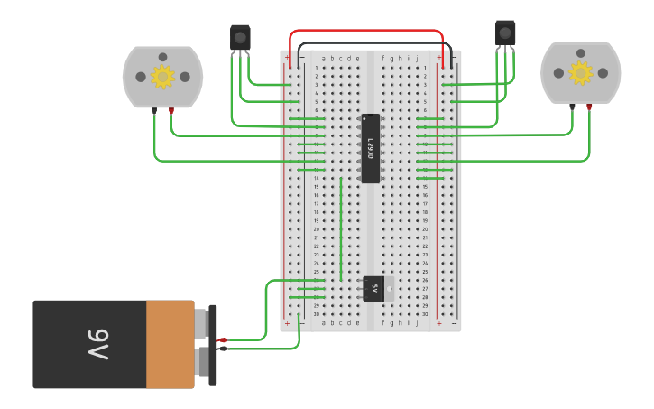 Circuit design Line Follower Bot - Tinkercad