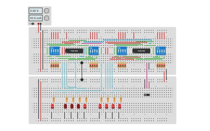 8 Bit Parallel Connection Example Circuit design 8-bit Parallel Adder - Tinkercad