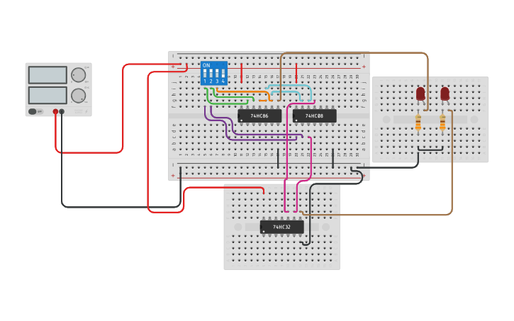 Circuit design Full Adder using AND / XOR /OR - Tinkercad