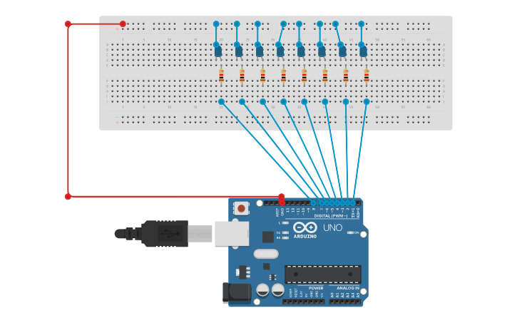 Circuit design Blinking Lights - Tinkercad