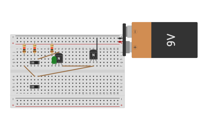 Circuit design Transistor AND Gate (2-Input) – LED Demo - Tinkercad