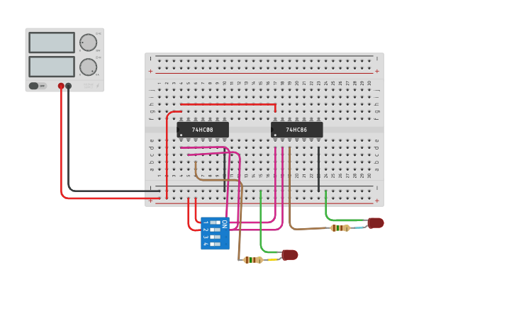 Circuit design Half Adder Circuit - Tinkercad