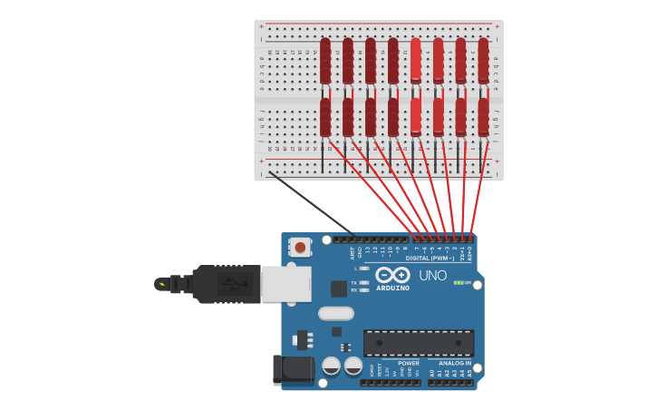 Circuit design Knight Rider Light P.M. - Tinkercad