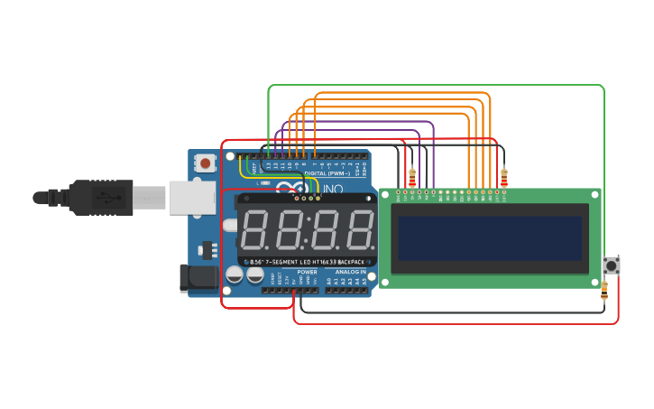 Circuit design Geometry Dash In Arduino UNO - Tinkercad