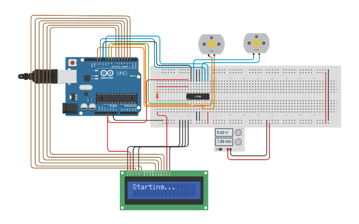 Circuit design motor-control-system-with-Arduino-UNO - Tinkercad