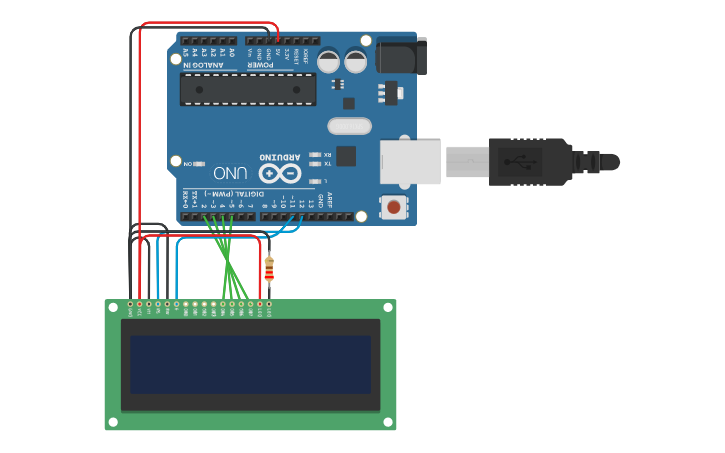 Circuit design Arduino LCD AutoScroll() AeroArduino - Tinkercad