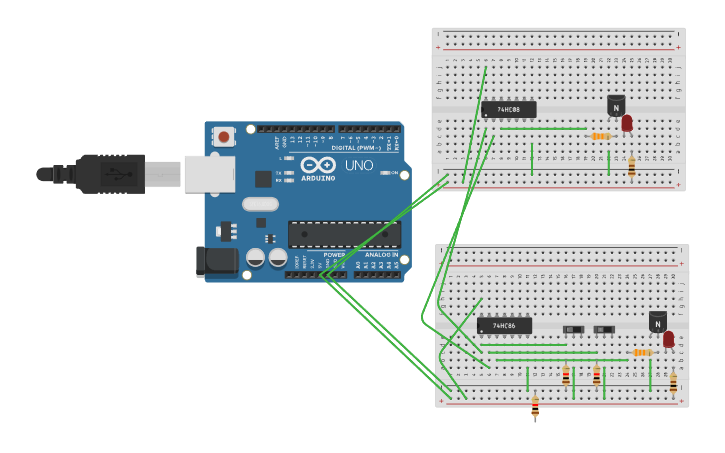 Circuit design Half Adder - Tinkercad