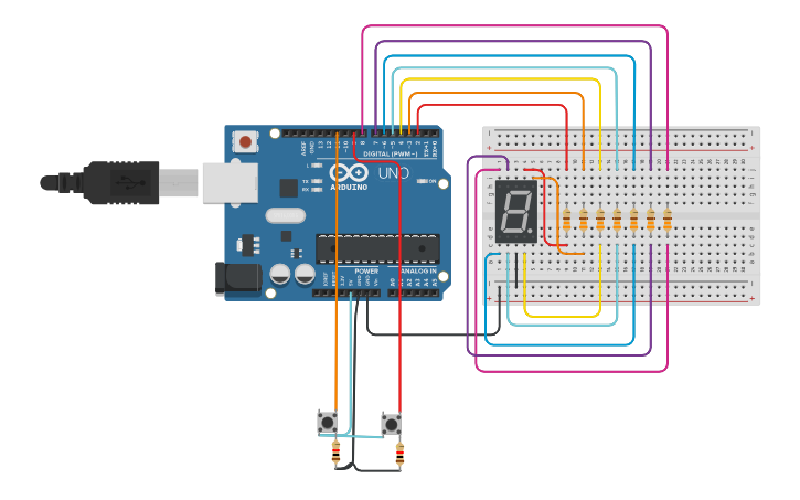 Circuit design 7 SEGMENT - Tinkercad