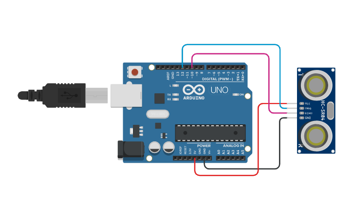 Circuit design Distance Measurement - Tinkercad