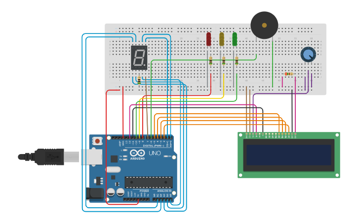 Circuit design Traffic Light Controller - Tinkercad