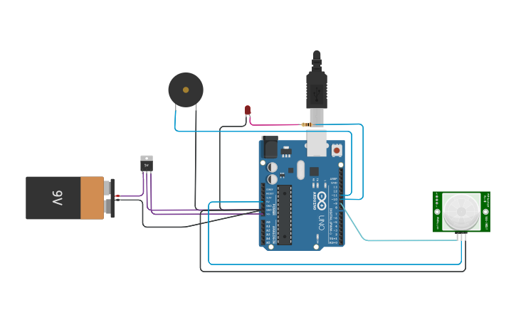 Circuit design PIR motion sensor using Arduino - Tinkercad
